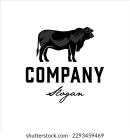 Black angus bull logo with masculine style design svg