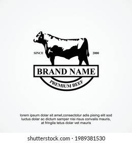 Black Angus cattle farm logo design concept svg