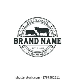 Angus Farm Vintage Logo Design Stock Vector (Royalty Free) 1414264826 ...