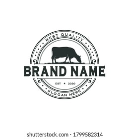 Black angus cattle logo emblem design template vector