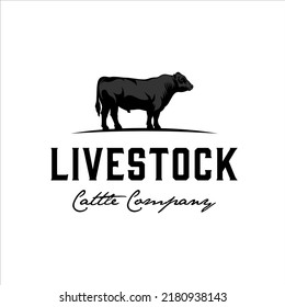 Black angus cattle logo with masculine style design svg