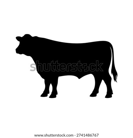 Black angus cattle silhouette vector flat design isolated on white background.