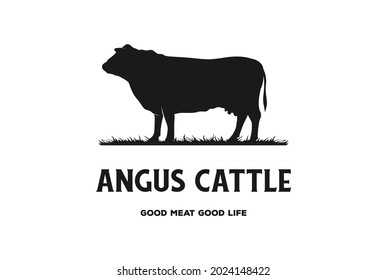 Black Angus Cow Cattle Farm Livestock for Beef Logo Design Vector