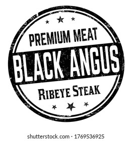 Black angus grunge rubber stamp on white background, vector illustration