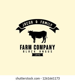 black angus logo design template. cow farm logo design. cow vector illustration