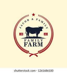 black angus logo design template. cow farm logo design. cow vector illustration