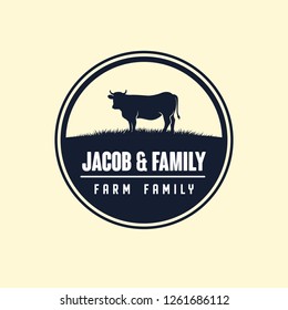 black angus logo design template. cow farm logo design. cow vector illustration