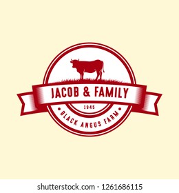 black angus logo design template. cow farm logo design. cow vector illustration