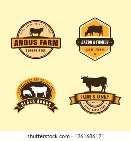black angus logo design template. cow farm logo design. cow vector illustration