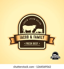 black angus logo design template. cow farm logo design. cow vector illustration