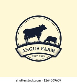 black angus logo design template. cow farm logo design. cow vector illustration