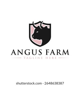 design de logotipo preto angus shield