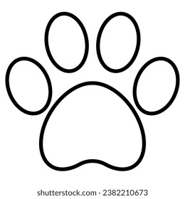 Black animal dog footprint paw, paw stamp, outline, vector
