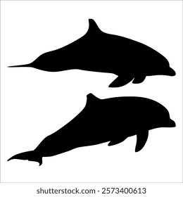 Black Animal Dolphin Vector illustration