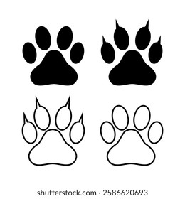 black animal footprints icon vector
