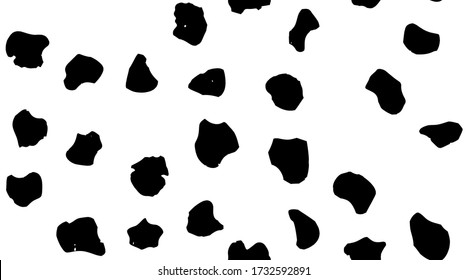 Black Animal Grunge. Giraffe Stain Calf. Giraffe Pattern Monochrome Dog. Dalmatian Ink Pattern Vector Spot. Dirty Brush Animal Blot. Seamless Cow Splatter. White Water Ink. Seamless Print Texture.