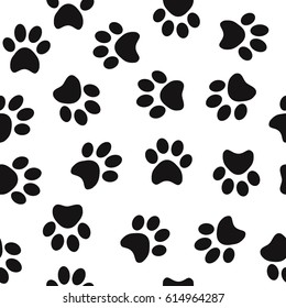 Black Animal Paw Prints Seamless Pattern Stock Vector (Royalty Free ...