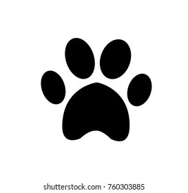 Black animal pawprint icon isolated on white background. Vector illustration, sign, symbol, icon, clip art. 