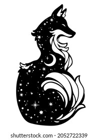black animal silhouette with space pattern