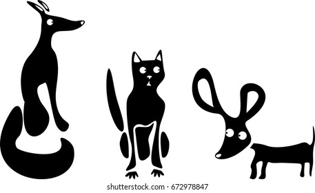 Black animal silhouettes