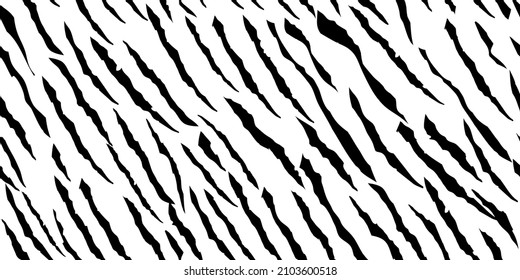 Black Animal Tiger. African Endless Print. White Jungle Paint. Zebra Abstract Background. Black Line Tiger. Seamless Grunge Pattern. Stripe Repeat Texture. Tribal Zebra Pattern. Jungle Animal Texture