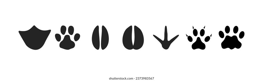 Huellas de seguimiento de animales negros. Vector.