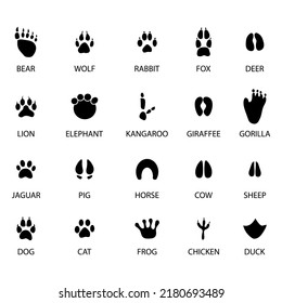 Black Animal Tracks Icons Animal Feet Stock Vector (Royalty Free ...