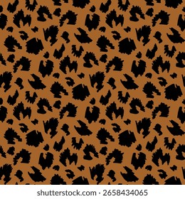 black animalistic pattern on brown background. Vector image.