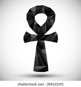 Black ankh symbol, egyptian word for life,geometric icon made in 3d modern style, best for use as symbol or design element.