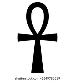 Black Ankh symbol silhouette icon on white background. Clipart image isolated on background.