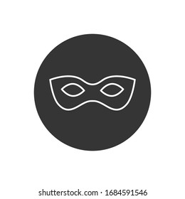 Black anonymous mask vector line icon isolated on gray background