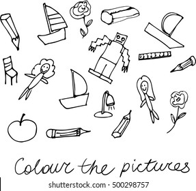 The black ans=d white toys coloring template
