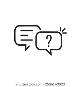 black answer to the question thin line bubble. outline trend modern chatroom logotype graphic stroke art design element isolated on white. concept of simple