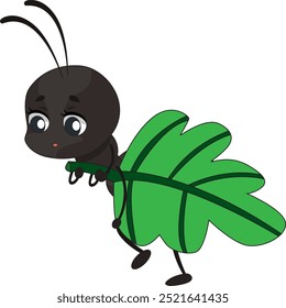 Black ant carrying leaf stock illustrations