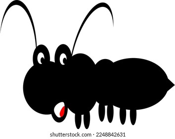 a black ant cartoon character that is really adorable