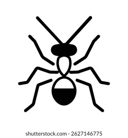 Black ant icon character animal design.