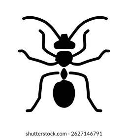 Black ant icon character animal design.