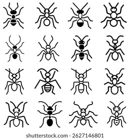 Black ant icon character animal design.