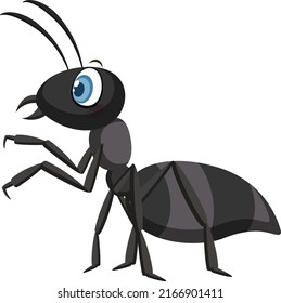 Black ant isolated on white background illustration