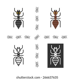 Black ant logo set. One ant logo made in four variations for web design or printing.