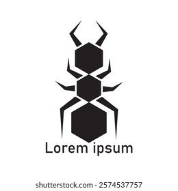 Black ant logo vector illustration, simple mascot icon design.