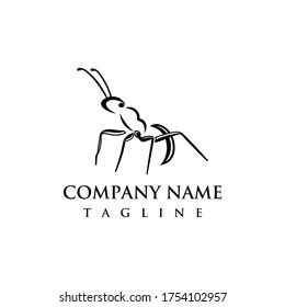 Black Ant Outline Animal Art Concept Creative Drawing Vector Logo