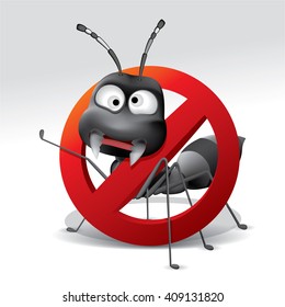 black ant repellent vector , stop ant sign , no ant. Vector illustration