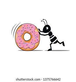 black ant  roll donut vector illustration