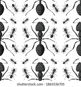 Black ant seamless background illustration