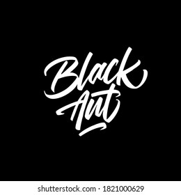 Black Ant vector logo with lettering style. 