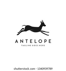 Black Antelope Silhoutte Beautiful African Animal Design Element Logo Design Vector
