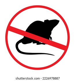 black anti mouse warning vector with red color line