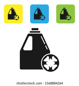 Black Antifreeze canister icon isolated on white background. Auto service. Car repair. Set icons colorful square buttons. Vector Illustration