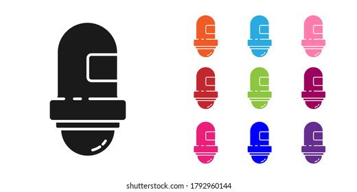 Black Antiperspirant deodorant roll icon isolated on white background. Cosmetic for body hygiene. Set icons colorful. Vector Illustration